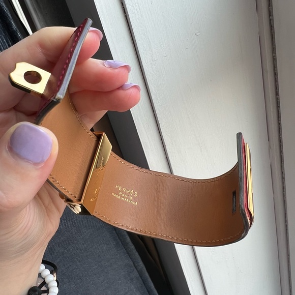 Hermes small red CDC bracelet with gold hardware - Picture 14 of 14